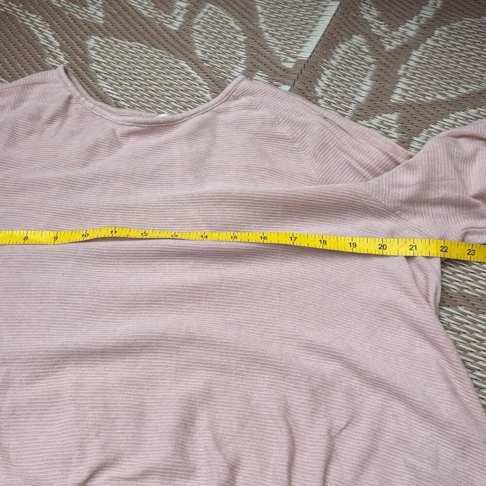 Free People Pink Long Sleeve Round Neck Ribbed Knit Billie Crop Top Womens M